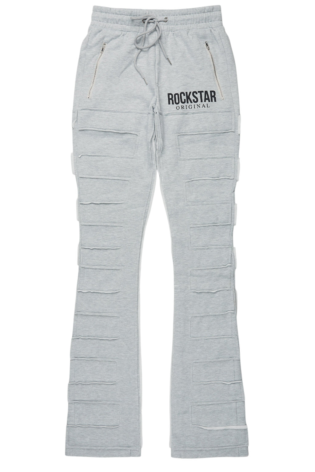 Emilio Heather Grey Stacked Flare Track Pant