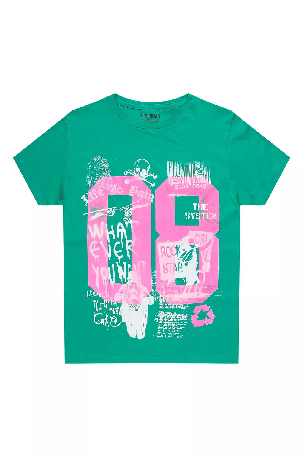 Girls Kammy Green/Pink Graphic T-Shirt
