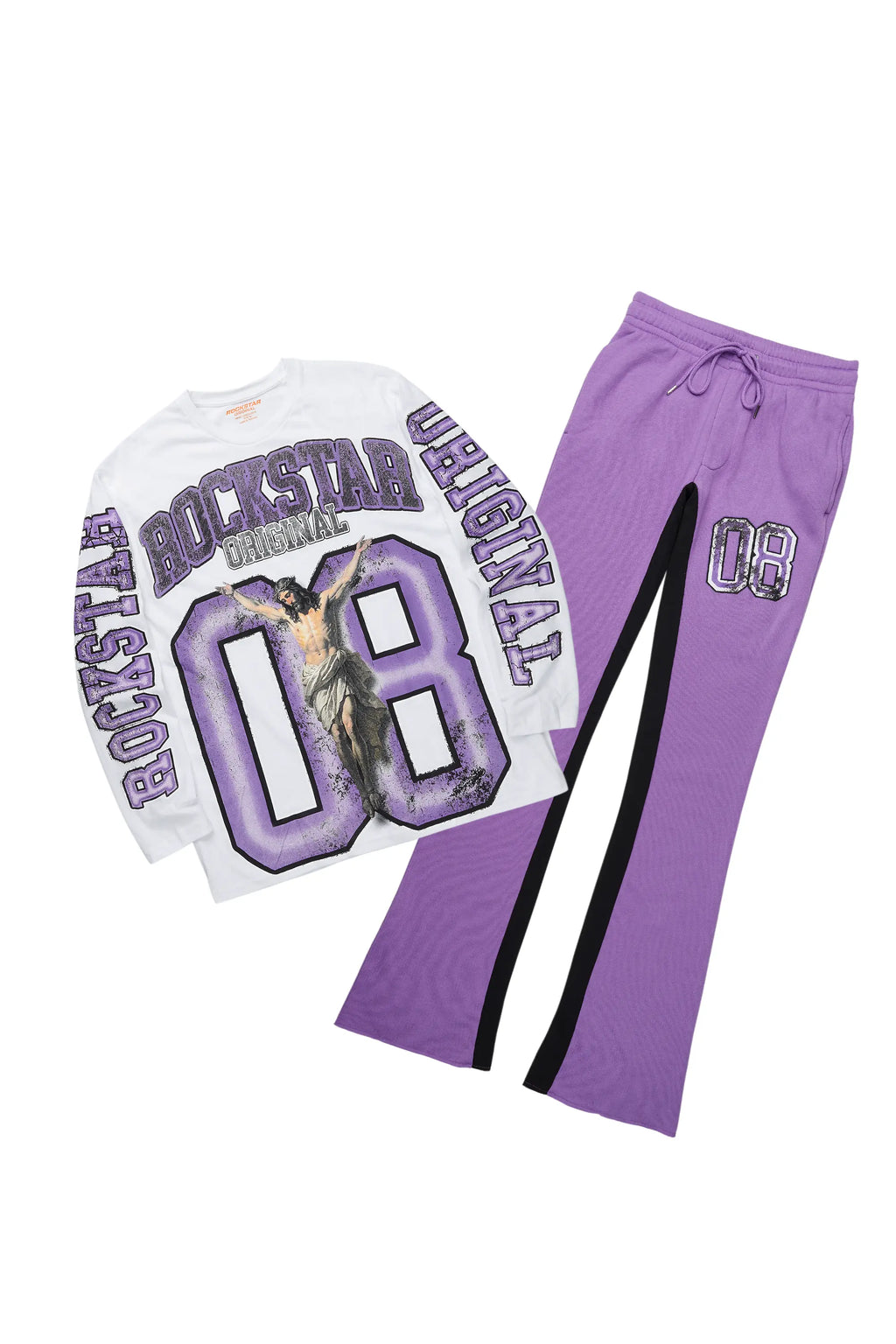 Fields Purple/White Long Sleeve T-Shirt/Baggy Pant Set