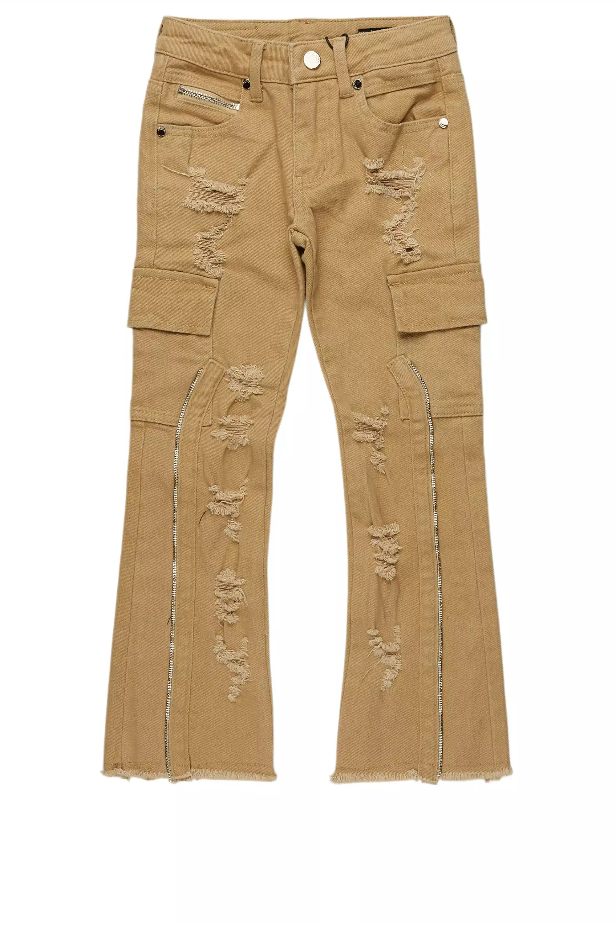 Boys Hutch Beige Stacked Flare Jean