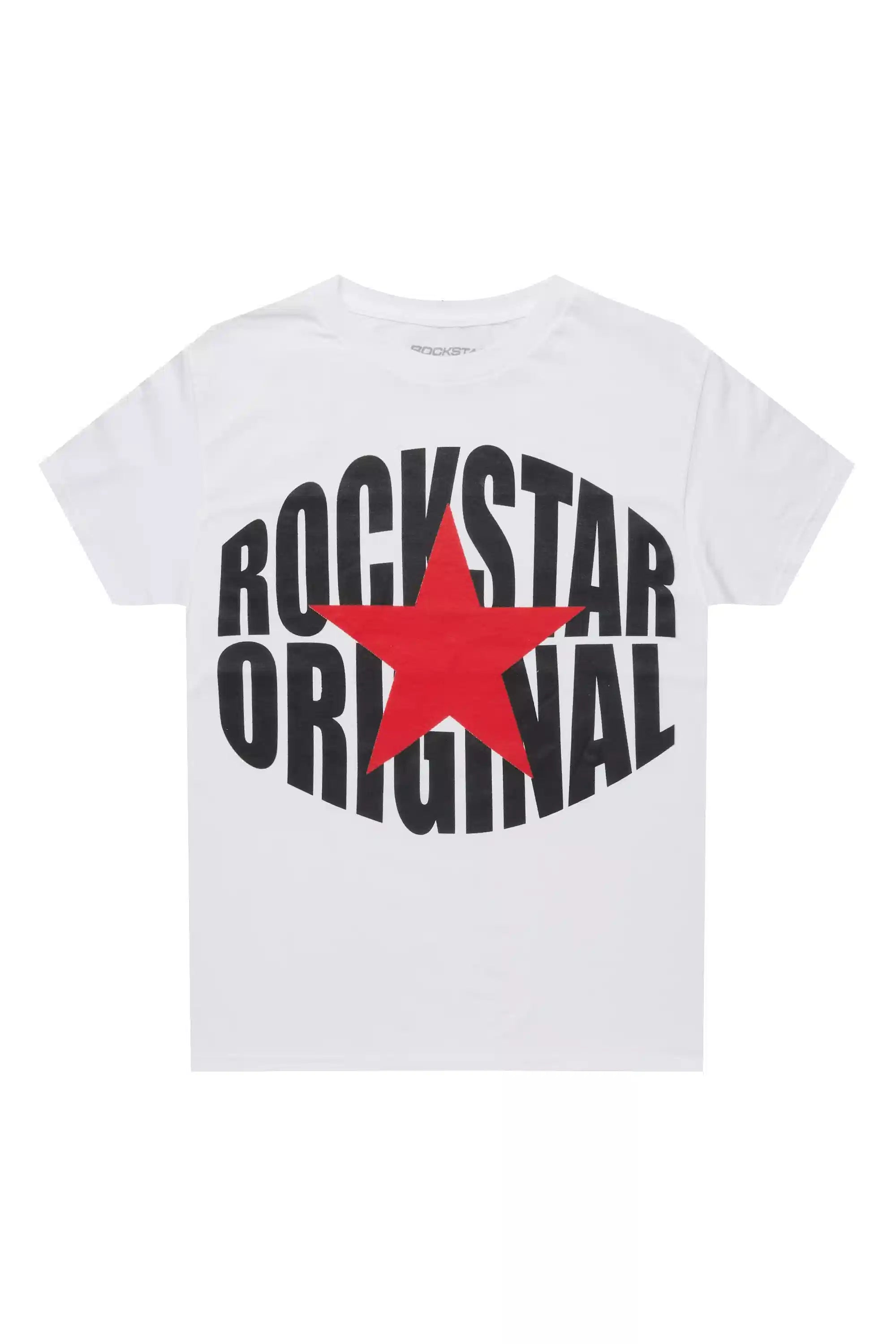 Boys Ezra White/Red Graphic T-Shirt