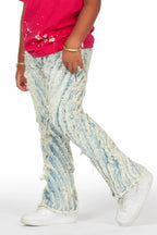 Girls Figgy Light Blue Stacked Flare Jean