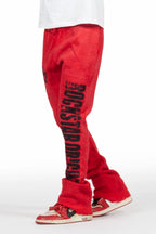 Keve Red Knitted Mohair Flare Sweat Pant
