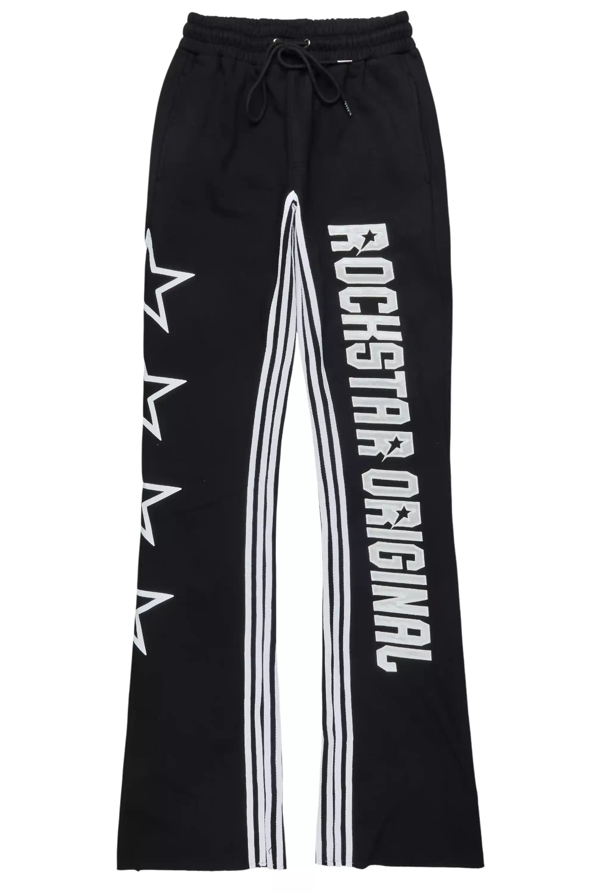 Skender Black Baggy Stacked Pant