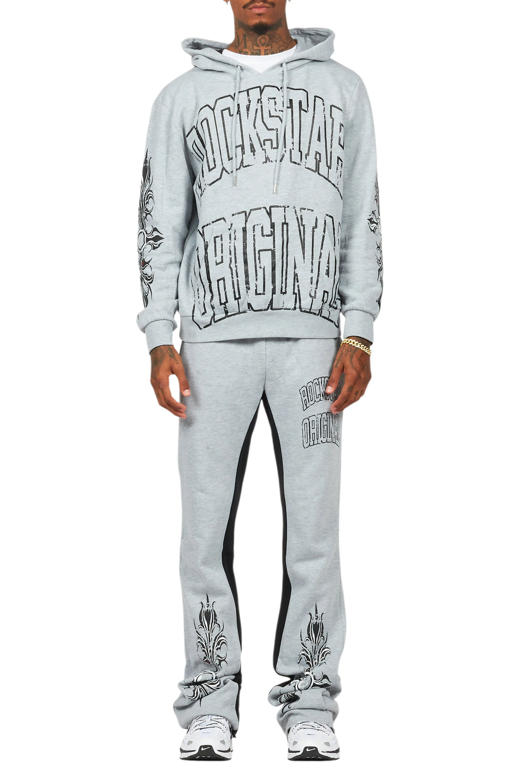 Akio Heather Grey Hoodie/Baggy Track Pant Set