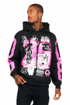 Grill Black/Pink Distressed Graphic Hoodie