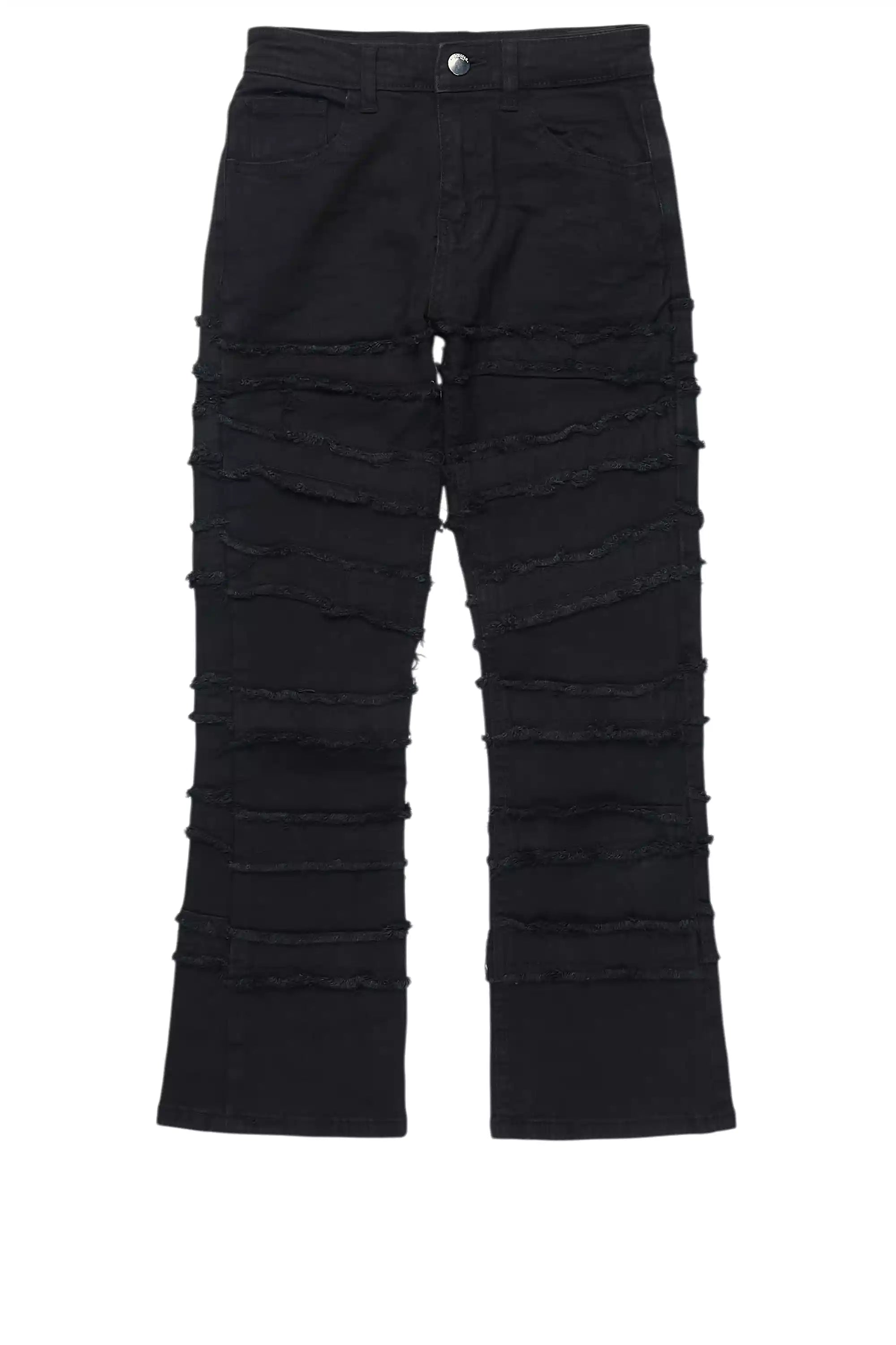 Boys Natari Black Flare Frayed Jean