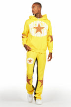States Yellow Baggy Stacked Hoodie Track Set