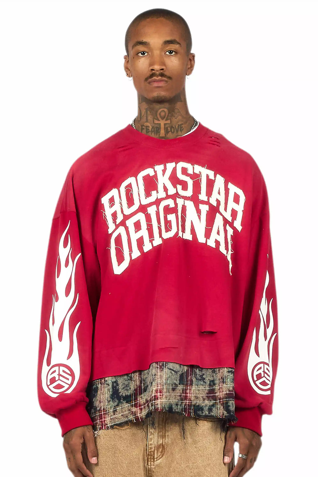Swerve Red Graphic Flannel Crewneck