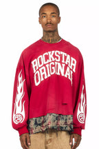 Swerve Red Graphic Flannel Crewneck