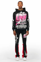 Kastell Black Hoodie/Stacked Flare Track Pant Set