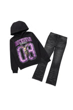 Boys Fields Black/Black Hoodie/Stacked Flare Jean Set