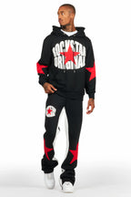 States Black/Red Baggy Stacked Hoodie Track Set