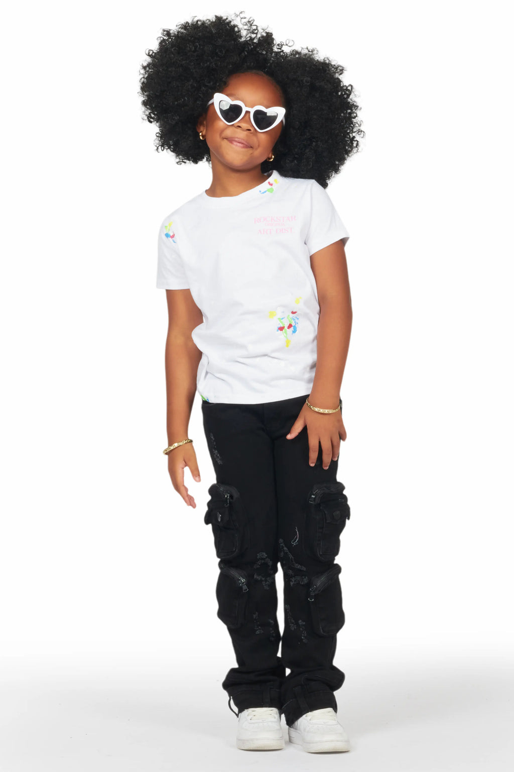 Girls Alisson Black Stacked Flare Jean