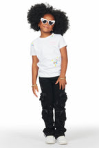 Girls Alisson Black Stacked Flare Jean