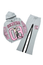 Fields Grey/Pink Baggy Hoodie Track Set