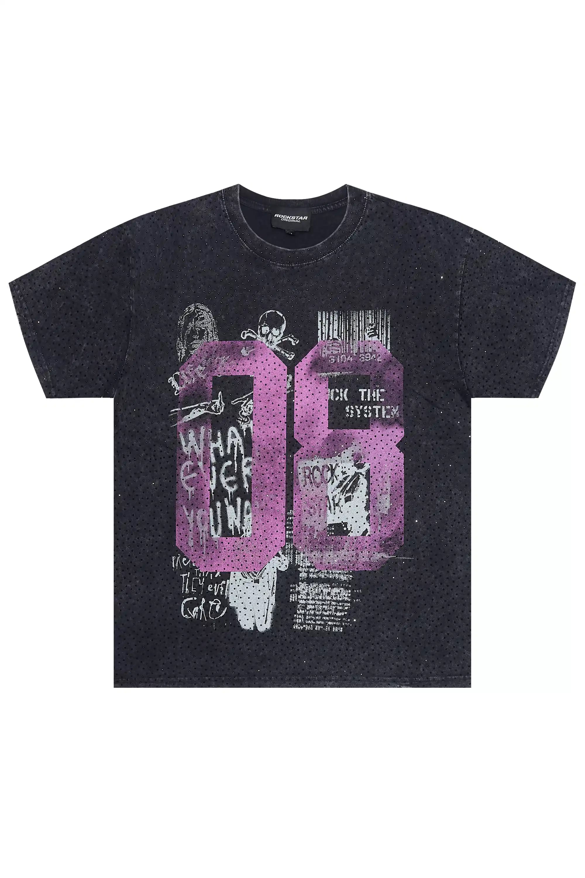 Kammile Black Rhinestone T-Shirt