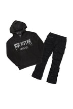Boys Andros Black Mohair Hoodie/Stacked Flare Jean Set