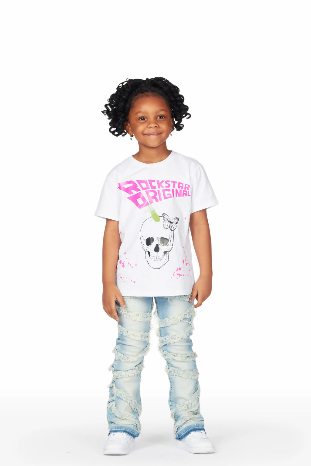 Girls Nora Blue Stacked Flare Jean