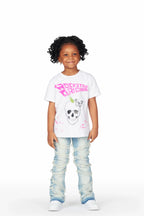 Girls Nora Blue Stacked Flare Jean