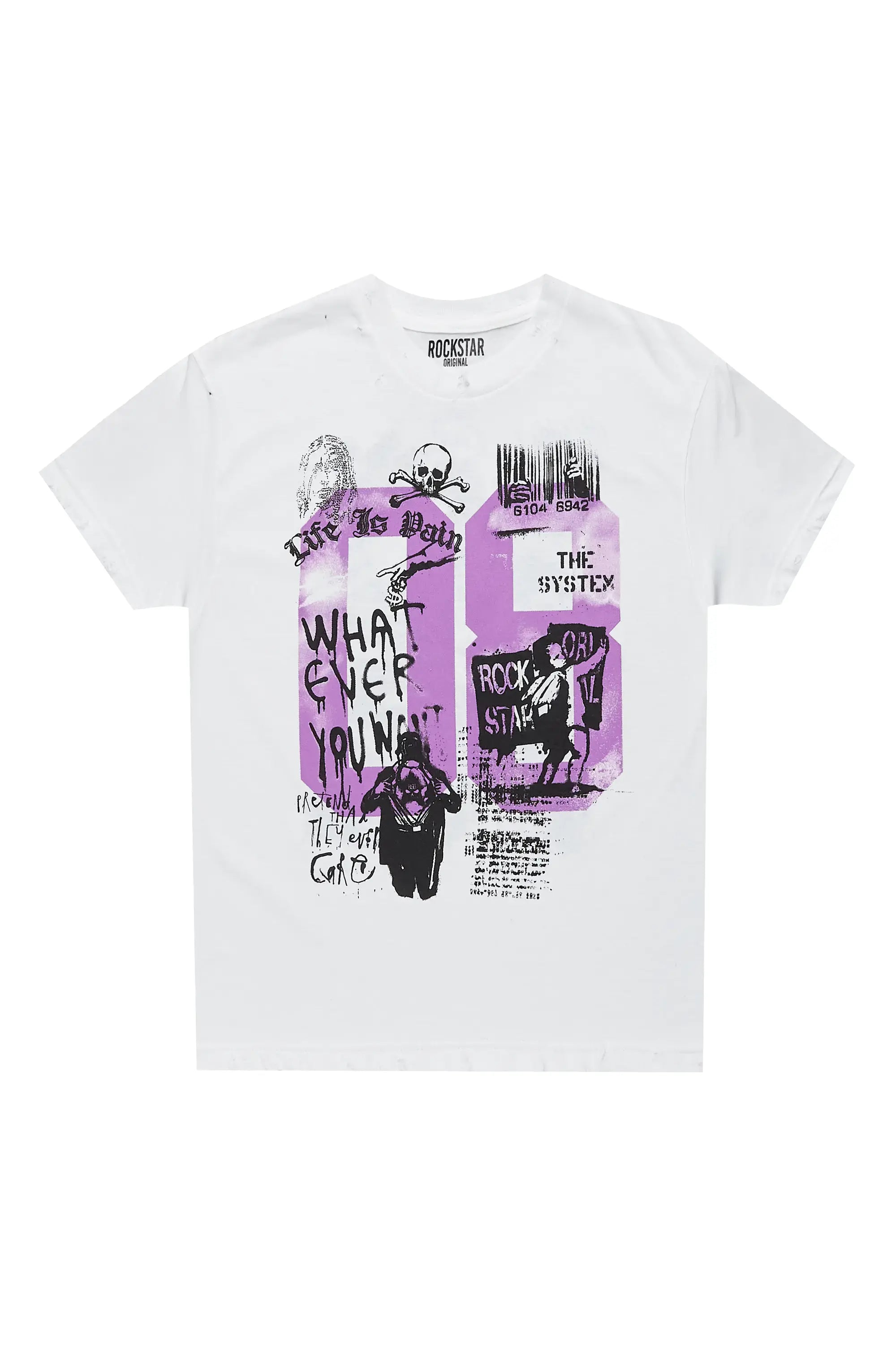 Boys Beau White/Purple Graphic T-Shirt