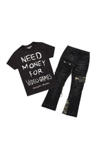 Boys Lambo Black T-Shirt/Stacked Flare Jean Set
