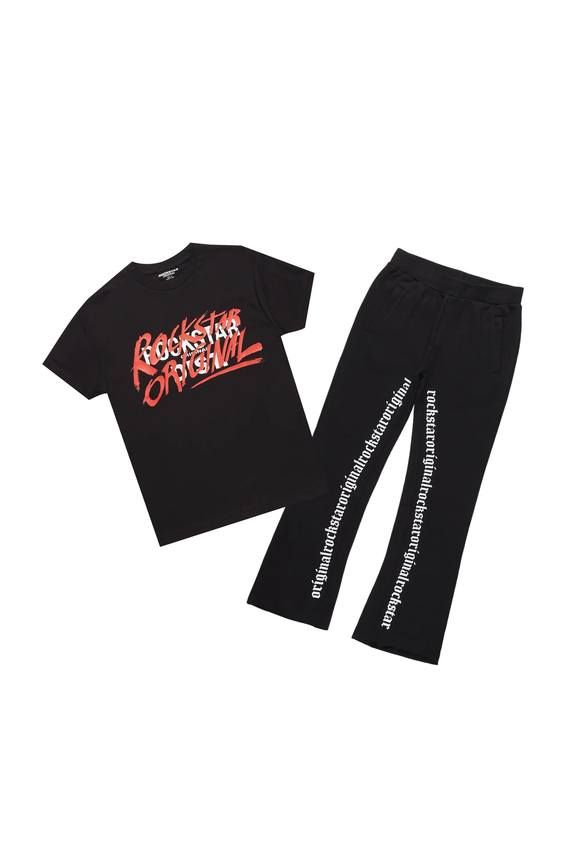 Boys Freedom Black T-Shirt/Stacked Flare Pant Set