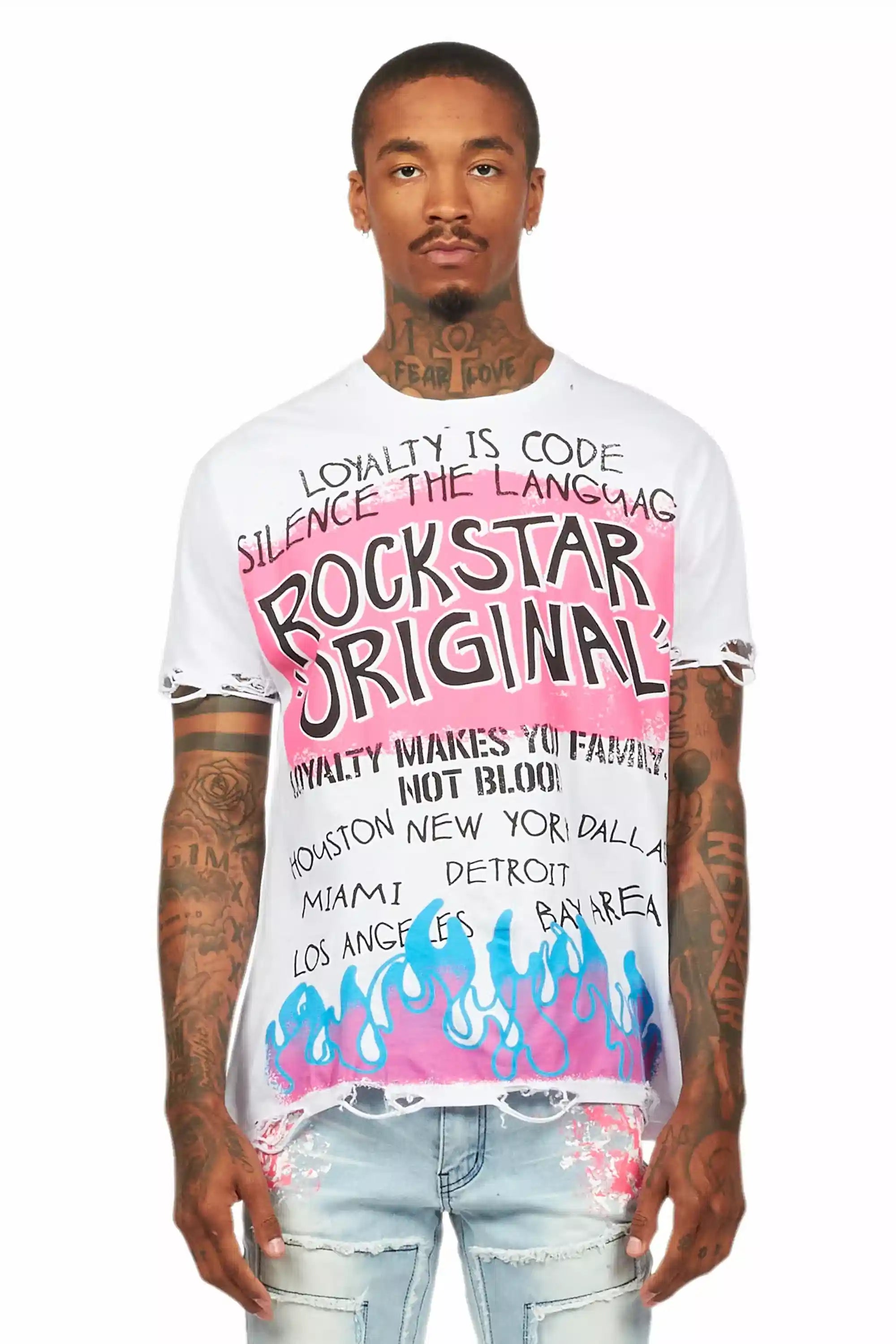 Beno White Oversized Graphic T-Shirt