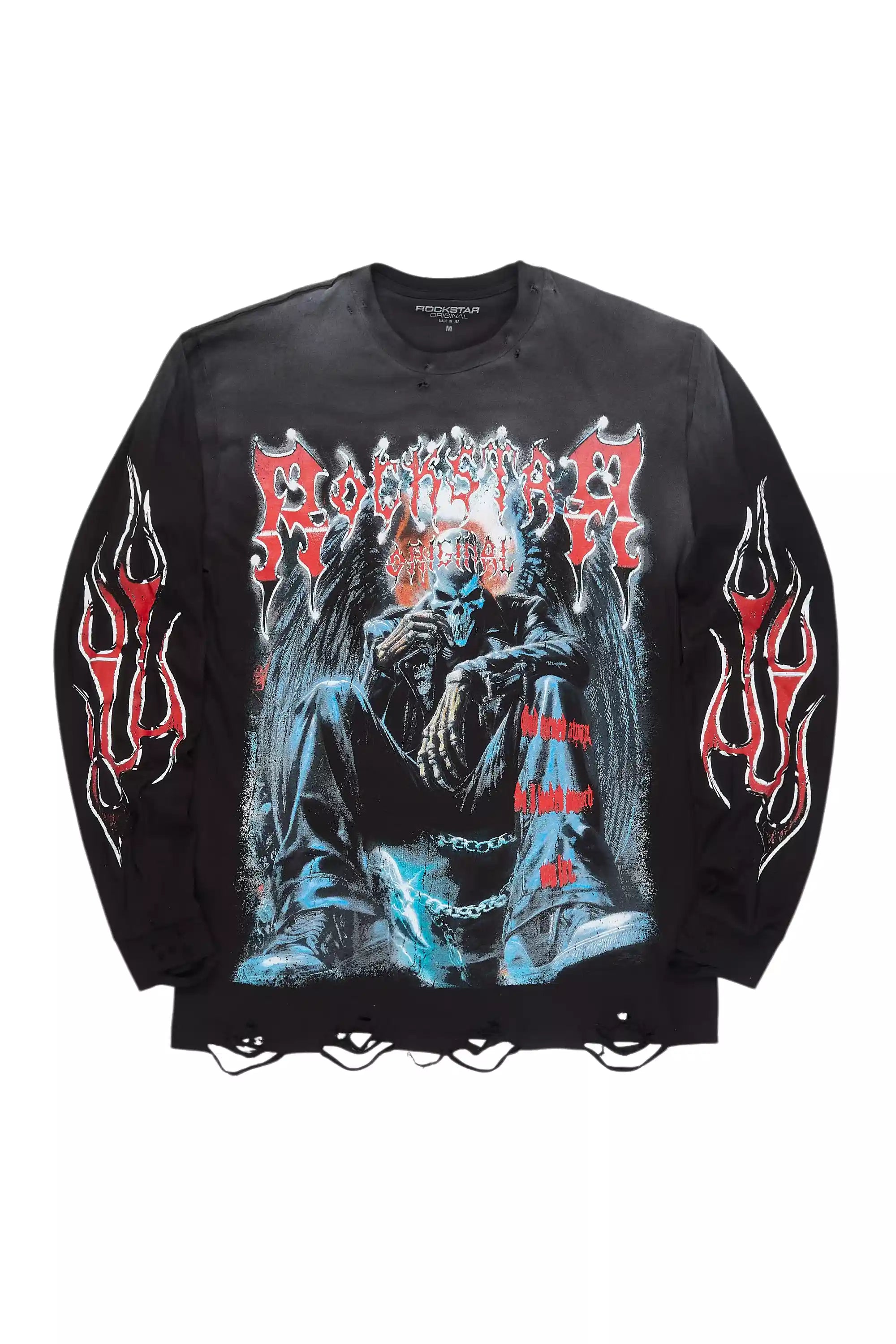 Krowne Black/Red Long Sleeve Graphic T-Shirt