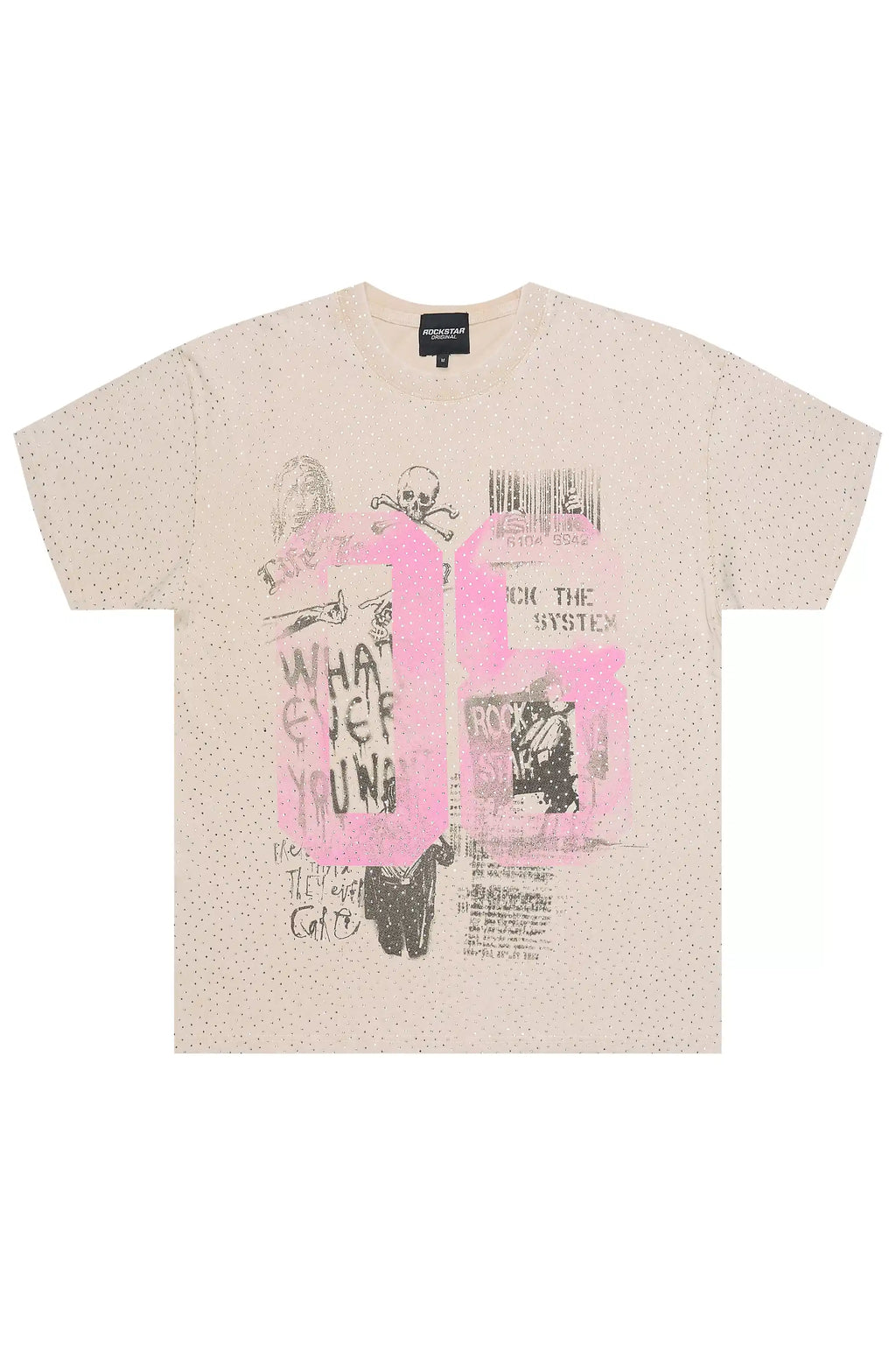 Kammile Beige Rhinestone T-Shirt