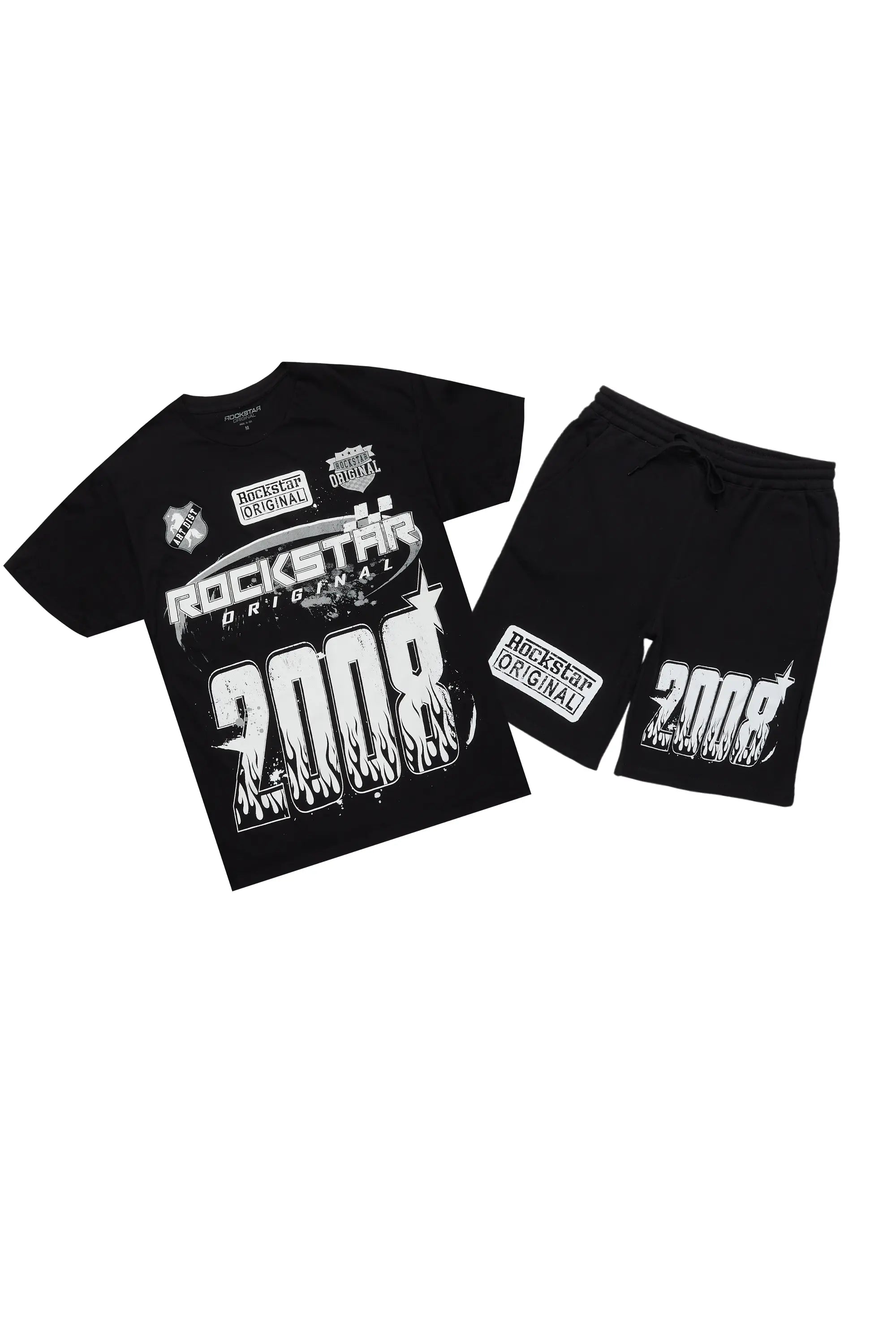 Amos Black Graphic T-Shirt Short Set