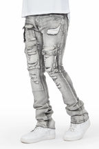 Kale Grey Cargo Stacked Flare Jean