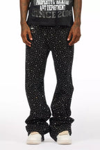 Discolite Rhinestone Jet Black Baggy Jean