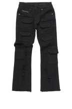 Boys Kade Jet Black Stacked Flare Jean
