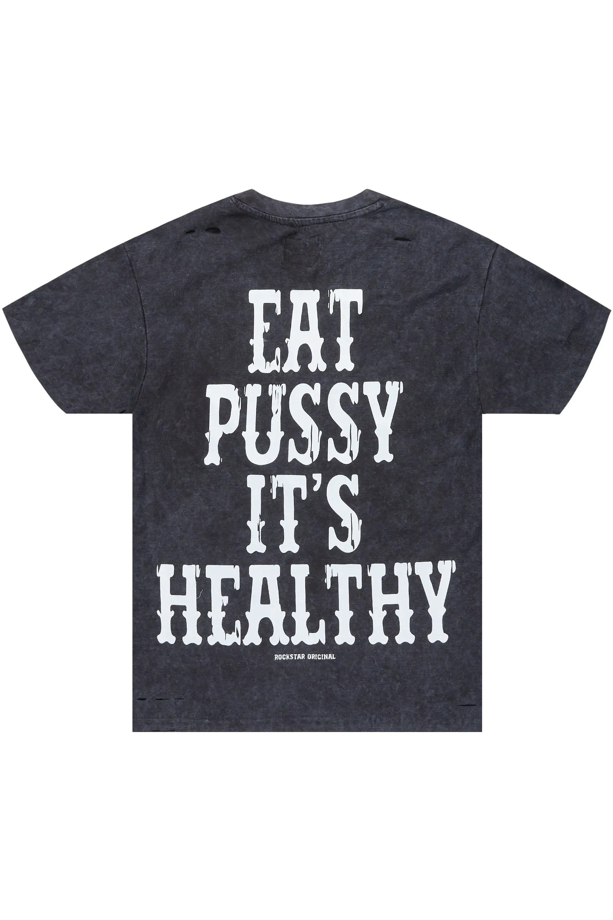 Posse Vintage Black Distressed Oversized T-Shirt