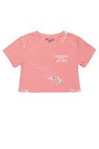 Girls Palmira Salmon Crop Top Graphic T-Shirt
