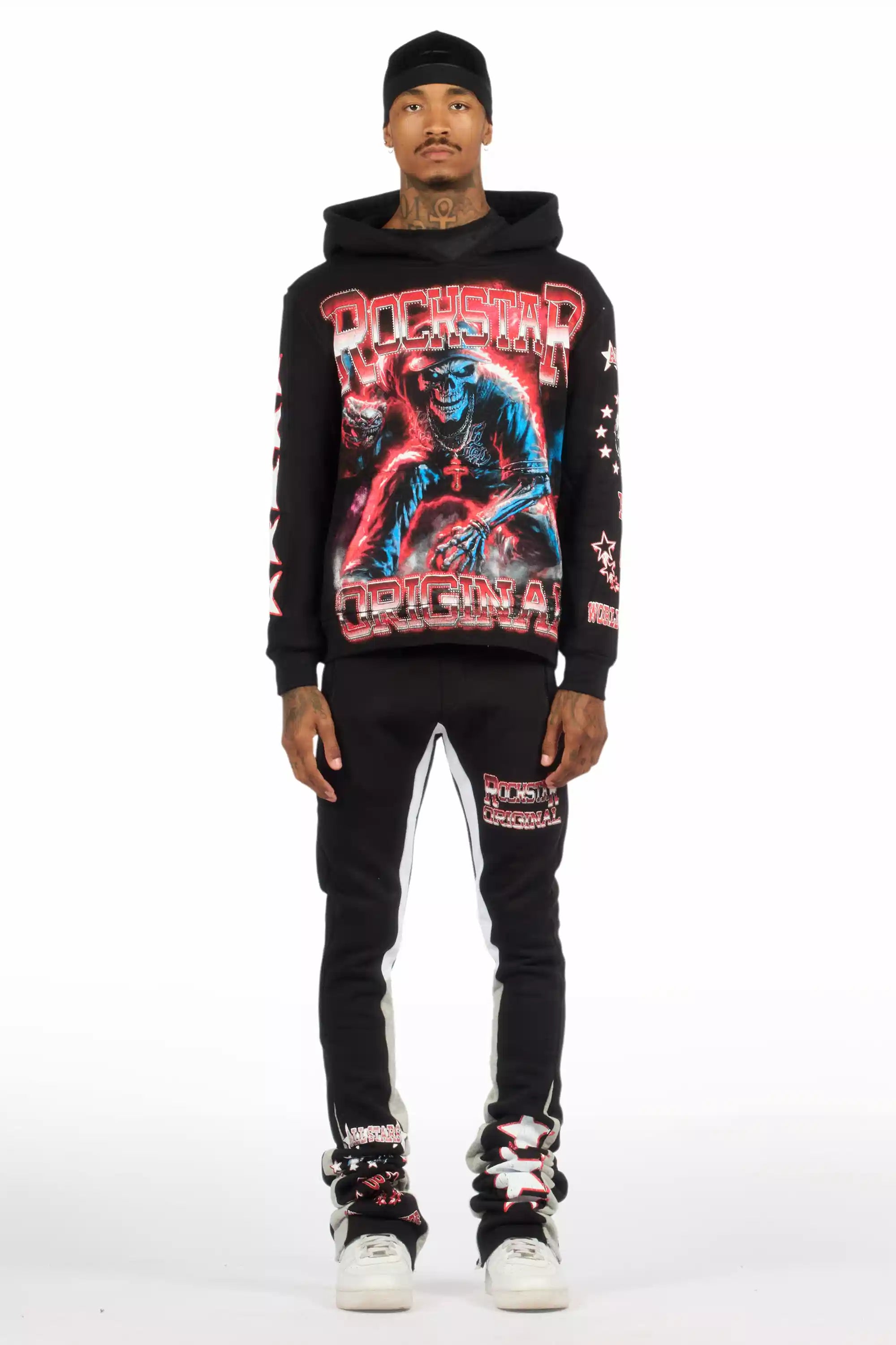 Marxe Black/Red Hoodie/Super Stacked Track Set