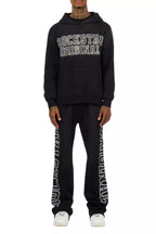 Ustin Black Rhinestone Hoodie Relaxed Track Set