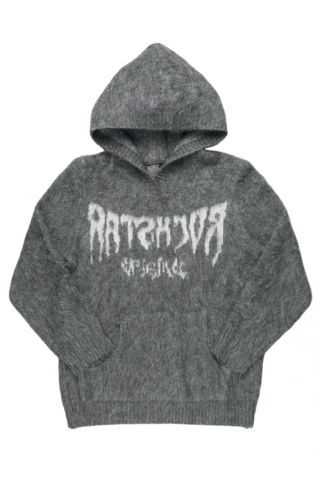 Andros Reflected Grey Graphic Knitted Mohair Hoodie