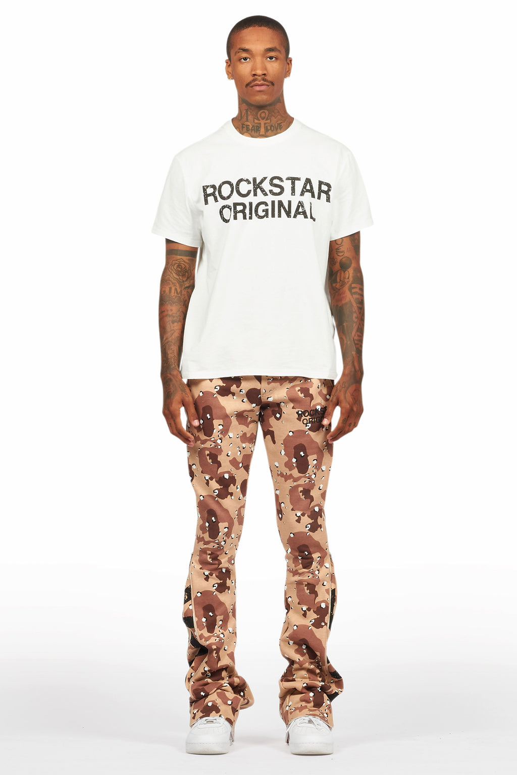 Deniska Desert Camo T-Shirt/Baggy Stacked Flare Track Set