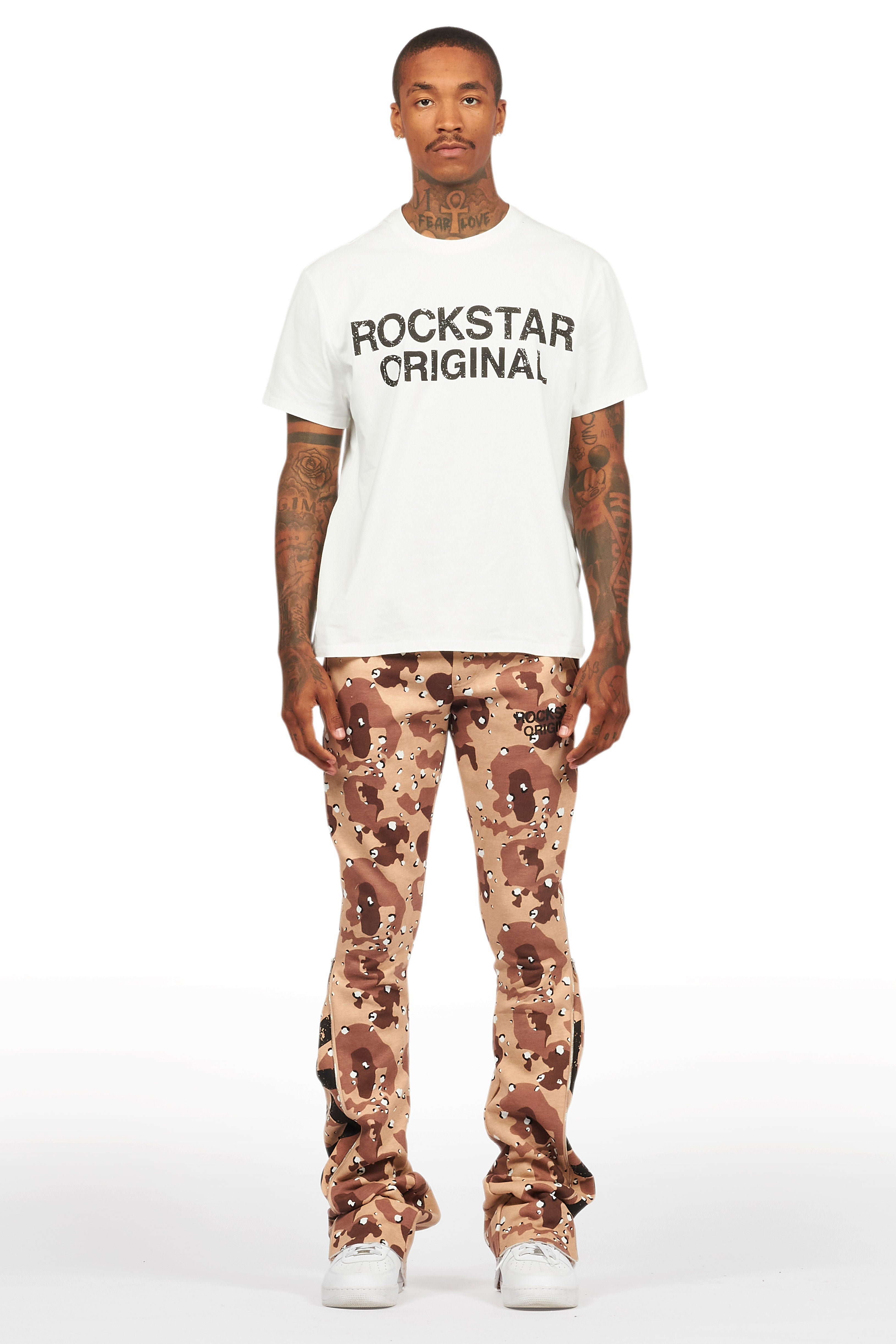 Deniska Desert Camo T-Shirt/Baggy Stacked Flare Track Set