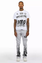 Amos Heather Grey T-Shirt/Stacked Flare Track Set