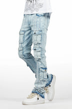 Frey Light Blue Stacked Flare Jean