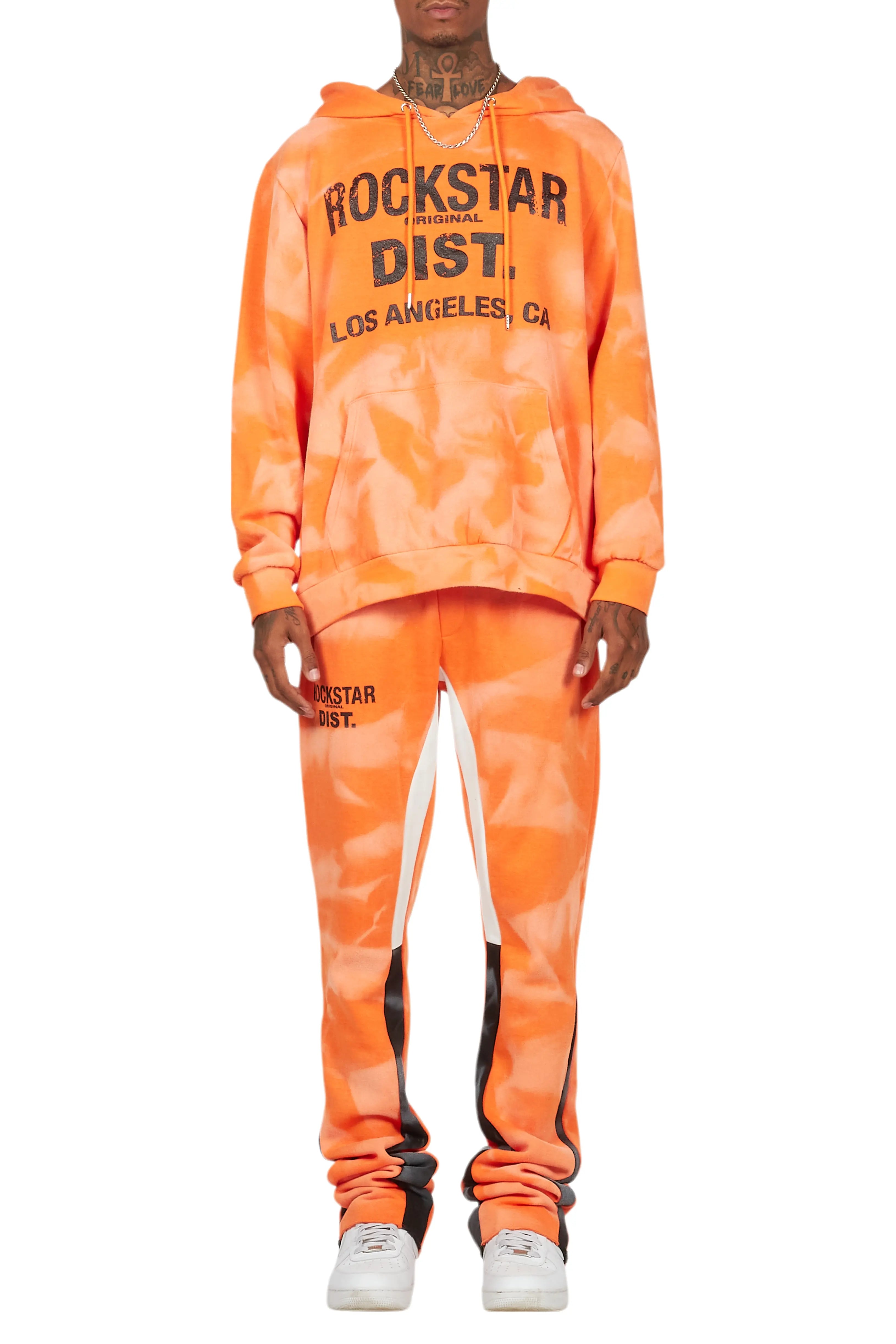 Nelly Orange Hoodie Stacked Flare Track Set