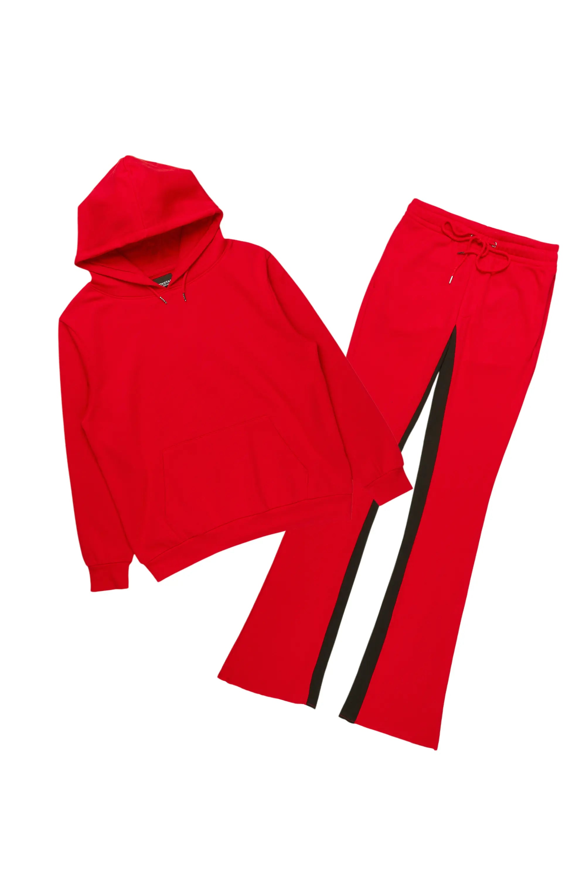 Basic Red Hoodie/Baggy Track Pant Set