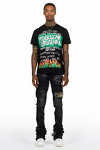 Beno Black T-Shirt/Super Stacked Flare Jean Bundle
