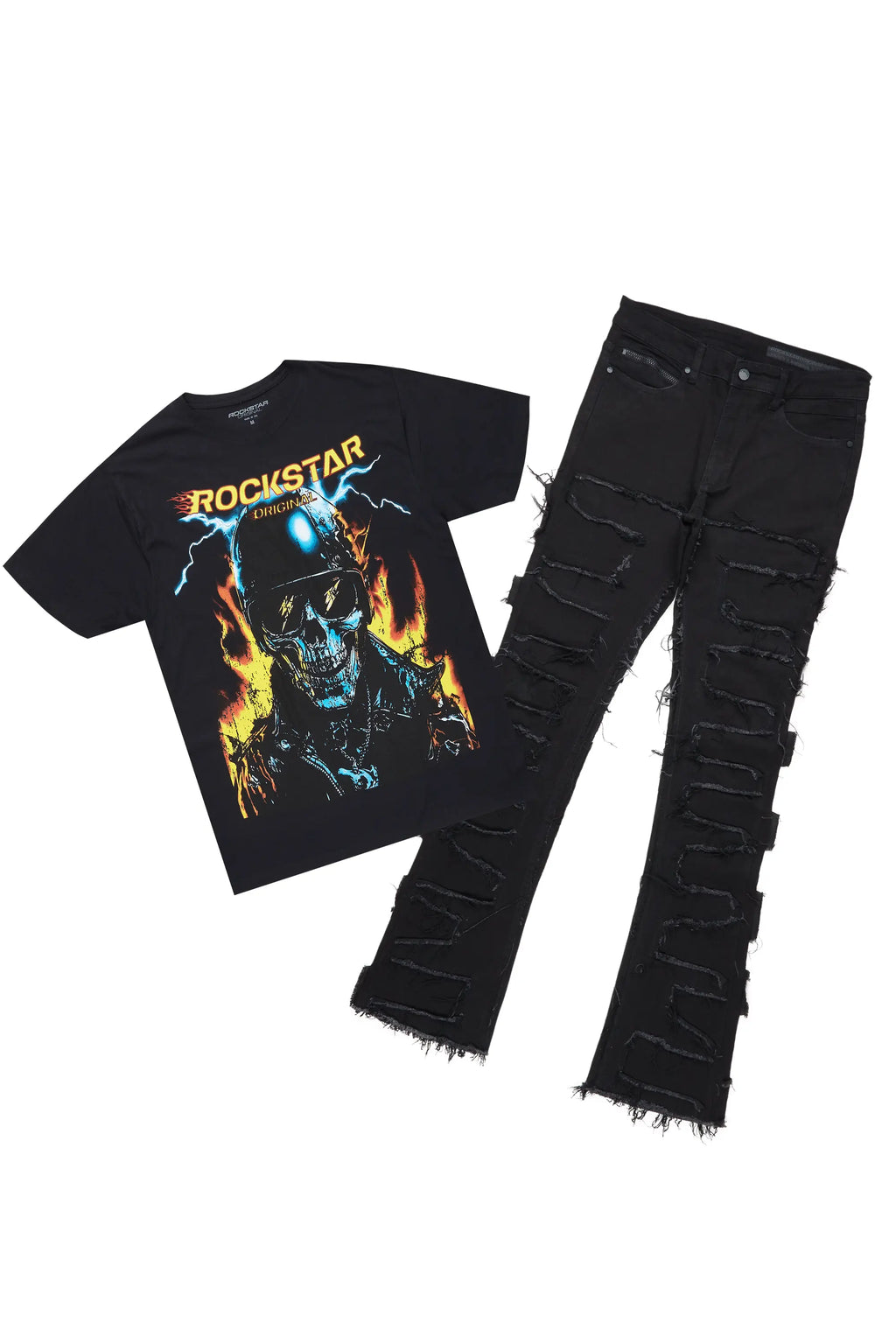 Balius Black T-Shirt/Stacked Flare Jean Bundle