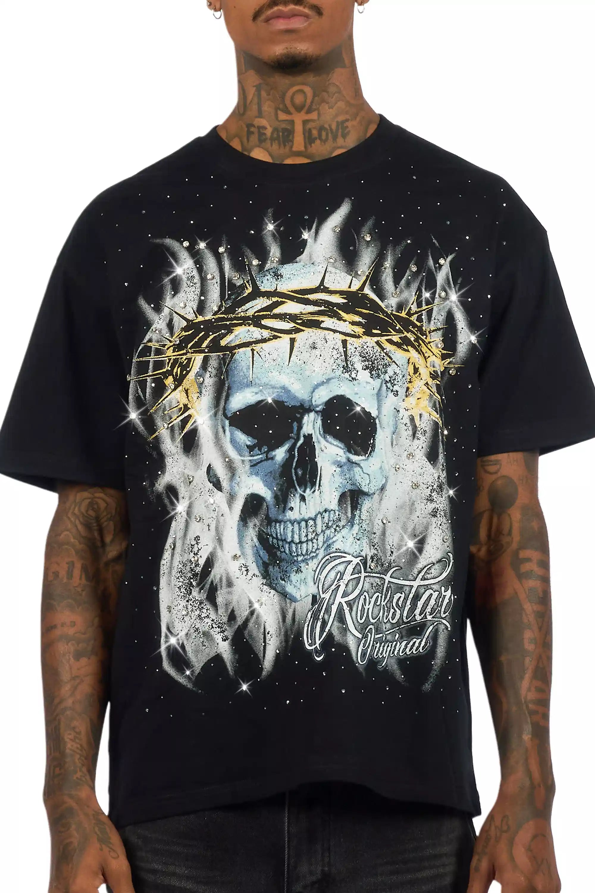 Blaise Black Graphic Rhinestone T-Shirt