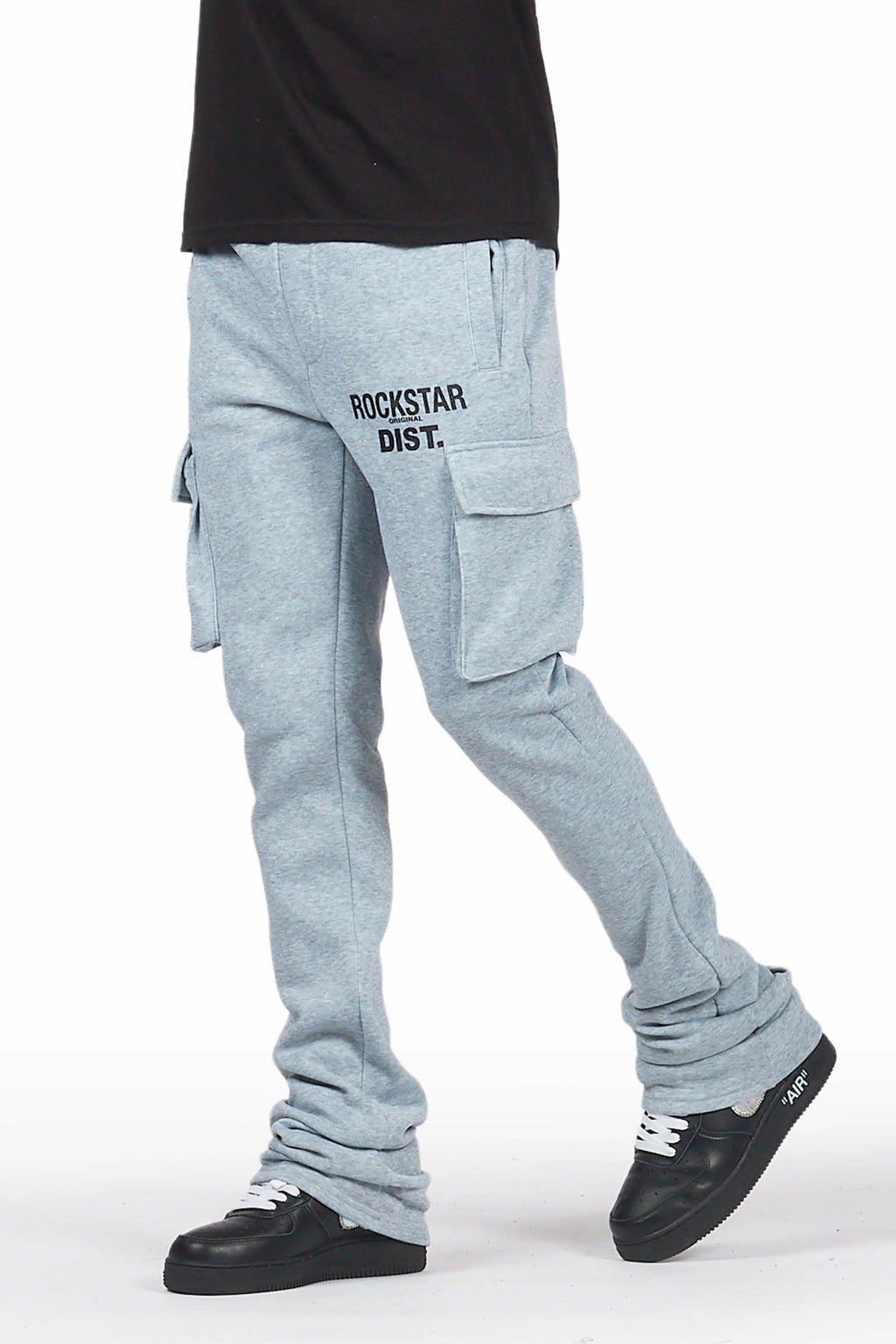 Alpine Heather Grey Stacked Flare Cargo Pant
