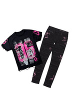 Grill Black/Pink T-Shirt/Slim Fit Jean Set